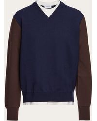 Ferragamo - Herren Zweifarbiger Pullover Mit V-Ausschnitt - Lyst