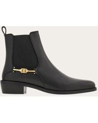 Ferragamo - Mujer Botas Chelsea Con Hebilla F Negro Talla .5 - Lyst