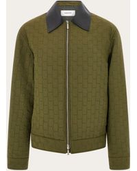 Ferragamo - Hommes Blouson En Tissu Monogram Vert - Lyst