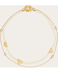 Ferragamo - Double Strand Necklace With Pearls - Lyst