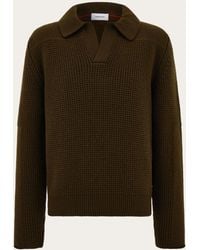 Ferragamo - Knitted Sweater With Polo Collar - Lyst