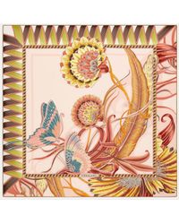Ferragamo - Flowers And Butterflies Print Silk Scarf - Lyst