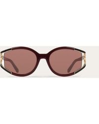 Ferragamo - Oval Frame Sunglasses - Lyst