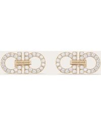 Ferragamo - Double Gancini Crystal Embellished Earrings - Lyst