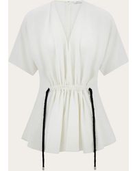 Ferragamo - Viscose Top With Gathered Waist - Lyst