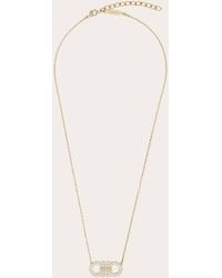 Ferragamo - Crystal Embellished Gancini Pendant Necklace - Lyst