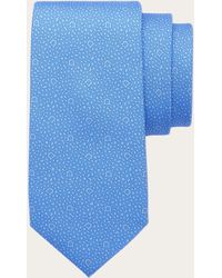 Ferragamo - Hommes Cravate En Soie Imprimé Rond Bleu - Lyst