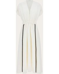 Ferragamo - Viscose Dress With Gathered Waist - Lyst