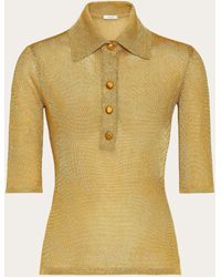 Ferragamo - Damen Polohemd mit Dreiviertelärmel aus Lurex - Lyst