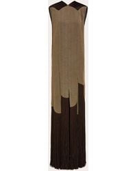Ferragamo - Long Dress With Fringe Detail - Lyst
