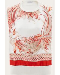 Ferragamo - Feather Show Print Sleeveless Sweater - Lyst