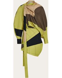 Ferragamo - Mujer Vestido Asimétrico Estampado Verde - Lyst