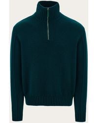 Ferragamo - Hombre Jersey De Cachemira Con Cremallera Verde - Lyst