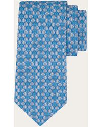 Ferragamo - Hommes Cravate En Soie Imprimé Gancini Pois Bleu - Lyst