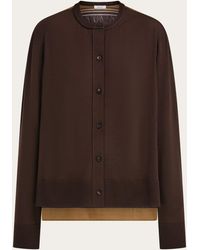 Ferragamo - Cardigan With Silk Panel Detail - Lyst