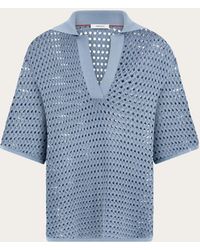 Ferragamo - Open Knit Polo Shirt - Lyst
