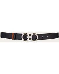 Ferragamo - Reversible And Adjustable Belt With Hammered Gancini - Lyst