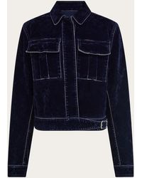 Ferragamo - Mujer Chaqueta Boxy Azul - Lyst