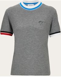 Ferragamo - Damen T-Shirt mit zweifarbigen Kanten - Lyst