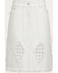 Ferragamo - Denim Skirt With Frayed Detail - Lyst