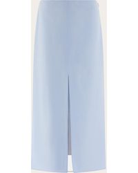 Ferragamo - Mujer Falda Midi Con Doble Tejido Azul - Lyst