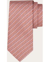 Ferragamo - Printed Silk Tie With Interlocking Gancini And Regimental Stripes - Lyst