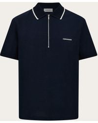 Ferragamo - Cotton Polo Shirt With Zip Closure - Lyst