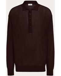 Ferragamo - Long Sleeve Knitted Polo Shirt - Lyst
