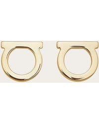 Ferragamo - Silvertone Logo Stud Earrings/0.3" - Lyst