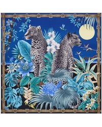 Ferragamo - Felines Print Silk Scarf - Lyst