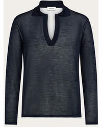 Ferragamo - Long Sleeve Knitted Silk Polo Shirt - Lyst