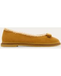 Ferragamo - Vara Bow Ballet Flat With Merino Wool Detail .5 - Lyst