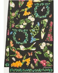 Ferragamo - Eden Shoes-Print Silk Scarf - Lyst