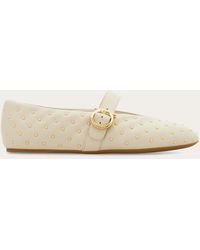 Ferragamo - Studded Gancini Buckle Ballet Flat .5 - Lyst