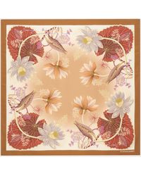 Ferragamo - Water Lilies Print Silk Scarf - Lyst