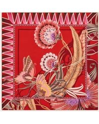 Ferragamo - Flowers And Butterflies Print Silk Scarf - Lyst