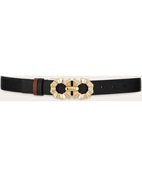 Ferragamo - Reversible And Adjustable Belt With Shaped Gancini - Lyst