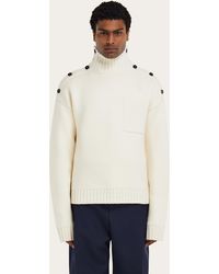 Ferragamo - Knitted Sweater With Button Detail - Lyst