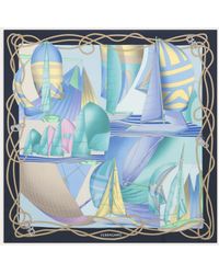 Ferragamo - Damen Sailing Print Silk Foulard - Lyst