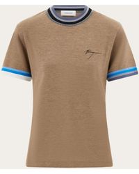 Ferragamo - Donna T-Shirt Con Bordi Bicolori - Lyst