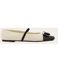 Ferragamo - New Vara Plate Bicolor Ballet Flat - Lyst