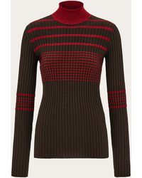 Ferragamo - Viscose Knitted Turtleneck With Stripe Detail - Lyst