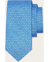 Ferragamo - Hommes Cravate En Soie Imprimé Cachet Bleu - Lyst