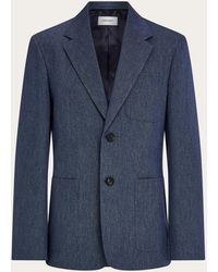 Ferragamo - Single Breasted Denim Blazer - Lyst