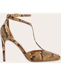 Ferragamo - Snake-Effect T-Bar Pumps - Lyst