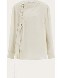 Ferragamo - Satin Blouse With String Tie Detail - Lyst