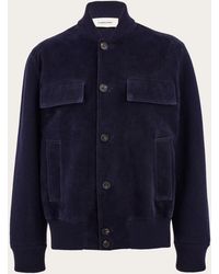 Ferragamo - Suede Bomber With Knitted Details - Lyst