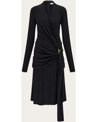 Ferragamo - Viscose Dress With Gathered Waist - Lyst