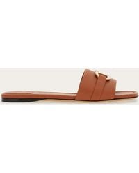 Ferragamo - Flat Slide With Gancini Ornament - Lyst