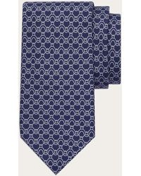 Ferragamo - Hommes Cravate En Soie Imprimé Vagues Bleu - Lyst